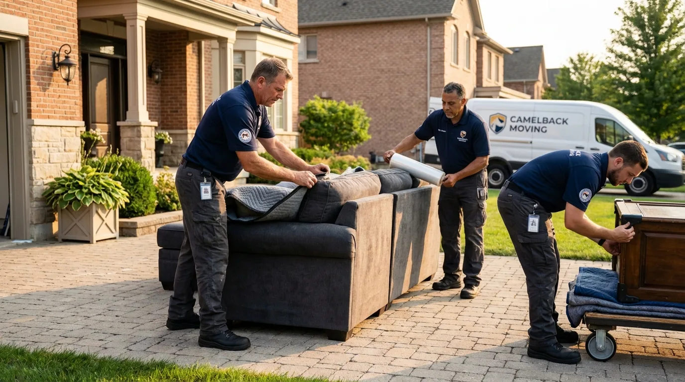 Large estate moving crew wrapping furniture in Lynnwood, WA